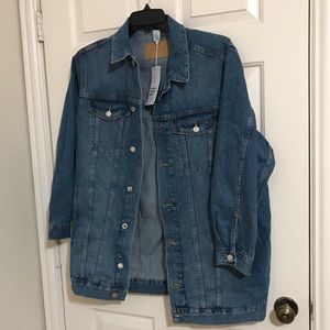 H&M long blue denim jean jacket
